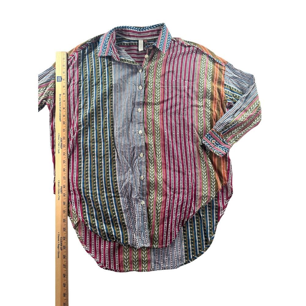 Anthropologie Pilcro Clara Striped Button Down Tunic XS Relaxed Oversized Boho - Picture 6 of 10